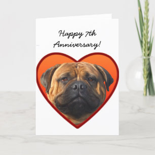 Happy 7th Jubileum Bullmastiff wenskaart Kaart