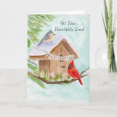  Happy 80th Birthday Birds at Birdhouse Kaart (Voorkant)