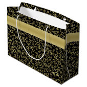 Happy 80th Birthday Black en Gold Number Pattern Groot Cadeauzakje (Achterkant Gekanteld)