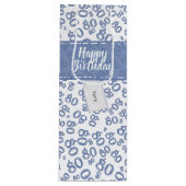 Happy 80th Birthday Blue and White Number Pattern Wijn Cadeautas (Voorkant)