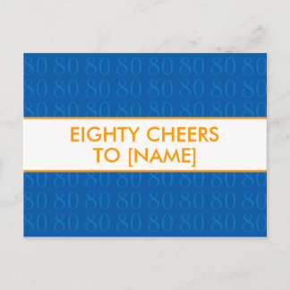Happy 80th Birthday Briefkaarten - Cheers in Blue