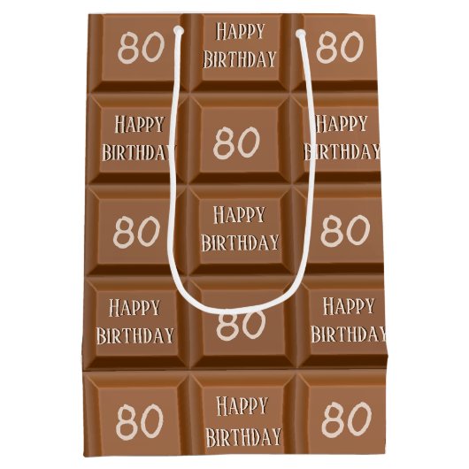 Happy 80th Birthday Chocolate Snoep Bar Medium Cadeauzakje (Achterkant)