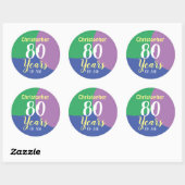 Happy 80th Birthday Classic Round Sticker (Feuille)