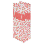 Happy 80th Birthday Coral/White Number Pattern Wijn Cadeautas (Achterkant Gekanteld)