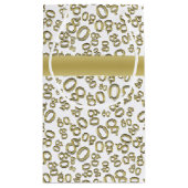 Happy 80th Birthday Gold en White Number Pattern Klein Cadeauzakje (Achterkant)