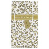 Happy 80th Birthday Gold en White Number Pattern Klein Cadeauzakje (Voorkant)