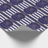 Happy 80th Birthday Gold Glitter en Navy Blue Cadeaupapier (Hoek)