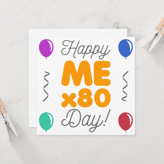 Happy 80th Birthday Kaart (Voorkant / Achterkant in situ)