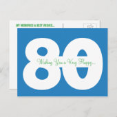 Happy 80th Birthday Milestone Briefkaarten - in he (Voorkant / Achterkant)