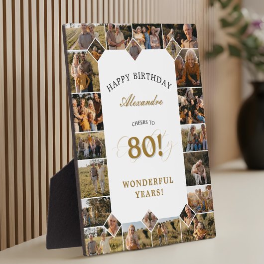 Happy 80th Birthday Personalized Photo Collage Fotoplaat