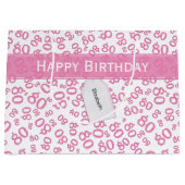 Happy 80th Birthday Pink and White Number Pattern Groot Cadeauzakje (Voorkant)
