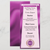 Happy 80th Birthday Pink Glitter Folie Menu (Voorkant / Achterkant)