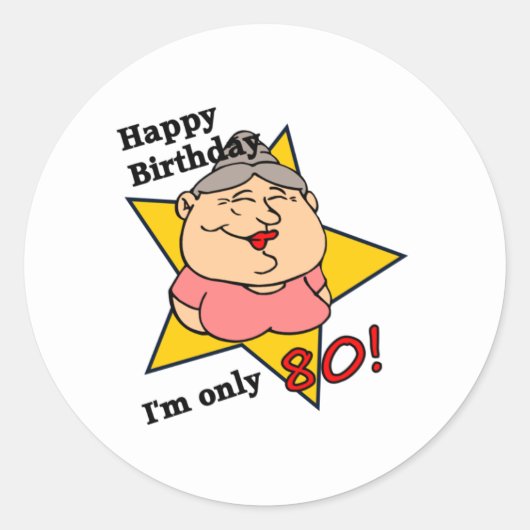 Happy 80th Birthday Ronde Sticker (Voorkant)