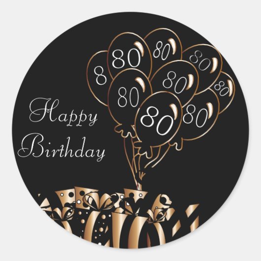 Happy 80th Birthday Ronde Sticker (Voorkant)