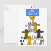 Happy 80th Birthday Schattigee Cartoon Briefkaart (Voorkant / Achterkant)