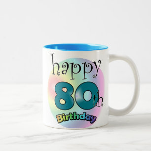 Happy 80th Birthday Tweekleurige Koffiemok