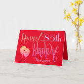 Happy 85th Birthday Decorative Script Name Red Kaart (Gele Bloem)