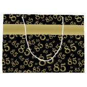 Happy 85th Birthday Number Pattern Black/Gold Groot Cadeauzakje (Achterkant)