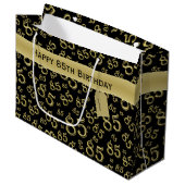 Happy 85th Birthday Number Pattern Black/Gold Groot Cadeauzakje (Voorkant Gekanteld)