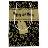 Happy 85th Birthday Number Pattern Black/Gold Medium Cadeauzakje (Voorkant)