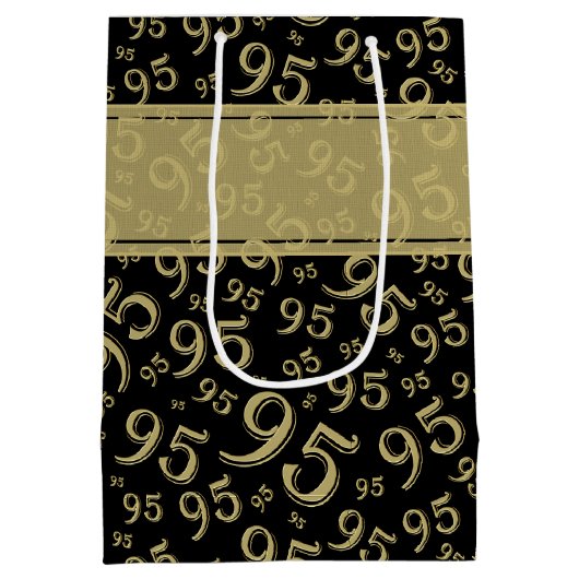 Happy 85th Birthday Number Pattern Black/Gold Medium Cadeauzakje (Achterkant)