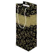 Happy 85th Birthday Number Pattern Black/Gold Wijn Cadeautas (Achterkant Gekanteld)