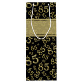 Happy 85th Birthday Number Pattern Black/Gold Wijn Cadeautas (Achterkant)