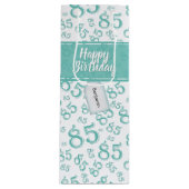 Happy 85th Birthday Number Pattern Blauwgroen/Whit Wijn Cadeautas (Voorkant)