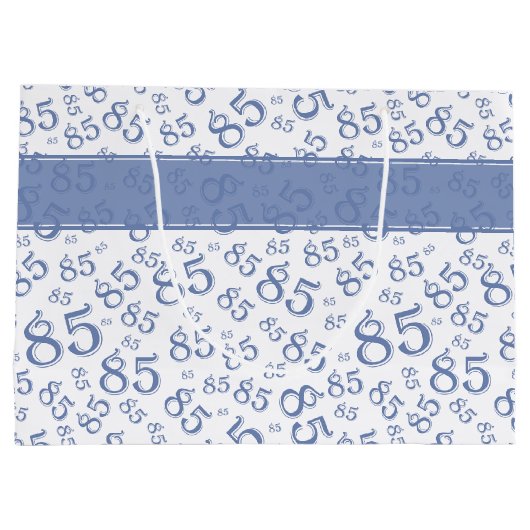 Happy 85th Birthday Number Pattern Blue/White Groot Cadeauzakje (Achterkant)