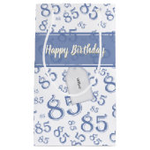Happy 85th Birthday Number Pattern Blue/White Klein Cadeauzakje (Voorkant)