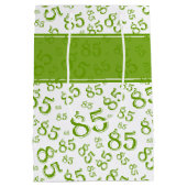 Happy 85th Birthday Number Pattern Green/White Medium Cadeauzakje (Achterkant)