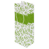 Happy 85th Birthday Number Pattern Green/White Wijn Cadeautas (Achterkant Gekanteld)