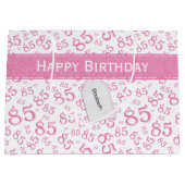 Happy 85th Birthday Number Pattern Pink/White Groot Cadeauzakje (Voorkant)