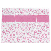Happy 85th Birthday Number Pattern Pink/White Groot Cadeauzakje (Achterkant)