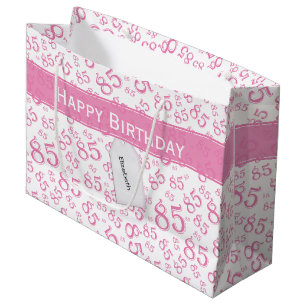 Happy 85th Birthday Number Pattern Pink/White Groot Cadeauzakje