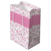 Happy 85th Birthday Number Pattern Pink/White Medium Cadeauzakje (Achterkant Gekanteld)