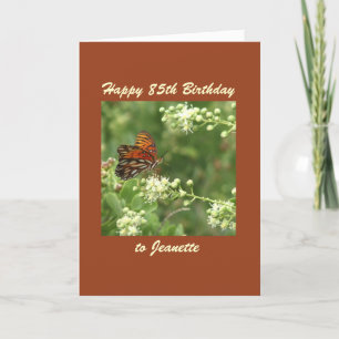 Happy 85th Birthday Wenskaart Butterfly Custom Kaart
