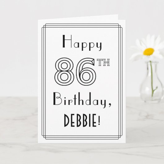 Happy 86th Birthday, Art Deco Style met aangepaste Kaart (Kleine Plant)
