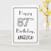 Happy 87th Birthday, Art Deco Style met aangepaste Kaart (Gele Bloem)