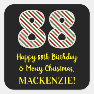 Happy 88th Birthday & Merry Kerstmis, aangepaste n Vierkante Sticker