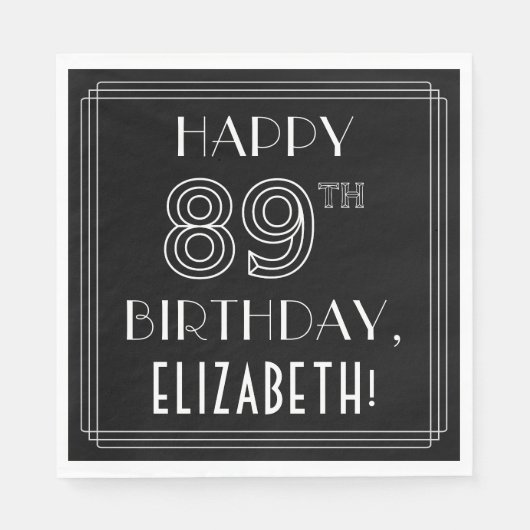 HAPPY 89TH BIRTHDAY; Art Deco Style; aangepaste na Servet (Voorkant)