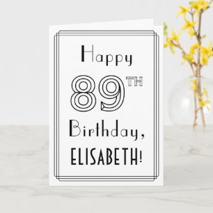 Happy 89th Birthday, Art Deco Style met aangepaste Kaart