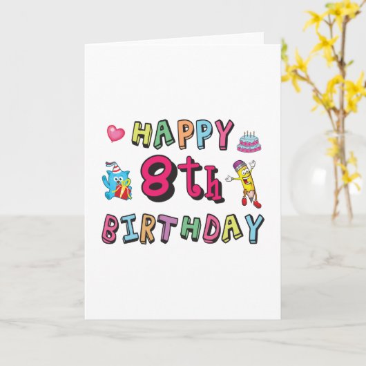 Happy 8th Birthday. 8 year b-day surprise Kaart (Gele Bloem)