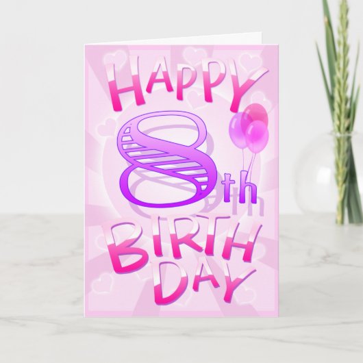 Happy 8th Birthday Kaart (Voorkant)