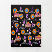 Happy 8th Birthday Kaart, #8 Black & Yellow Drieluik Kaart (Cover)