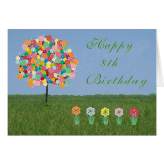 Happy 8th Birthday Kaart Bubblegum Tree