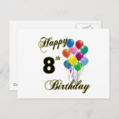 Happy 8th Birthday Post Kaarten en verjaardagskaar (Voorkant / Achterkant)