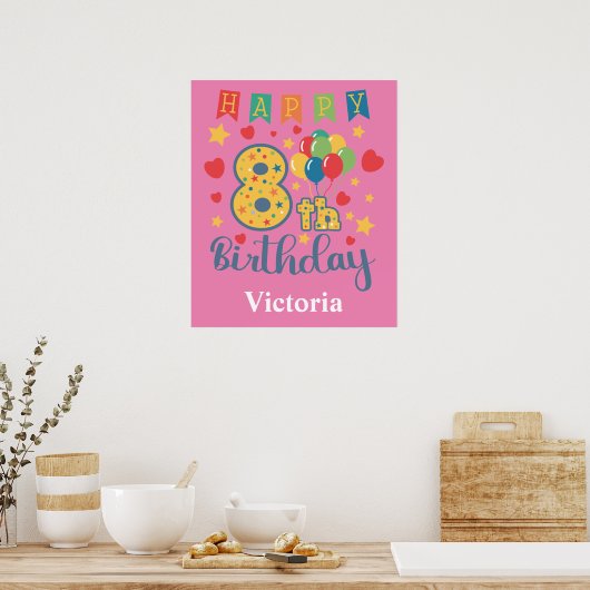 Happy 8th Birthday Poster (Keuken)
