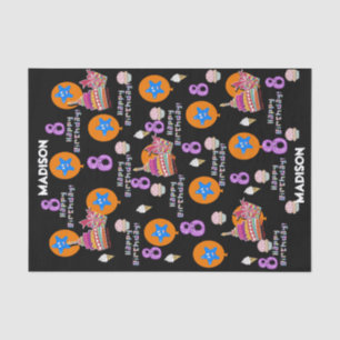 Happy 8th Birthday Tissue Paper #8 Black Tissuepapier