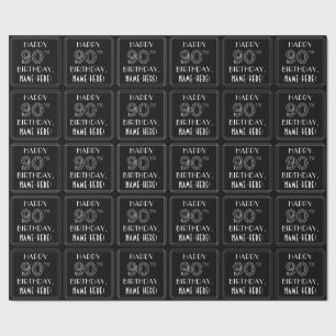 HAPPY 90TH BIRTHDAY; Art Deco Style met aangepaste Cadeaupapier